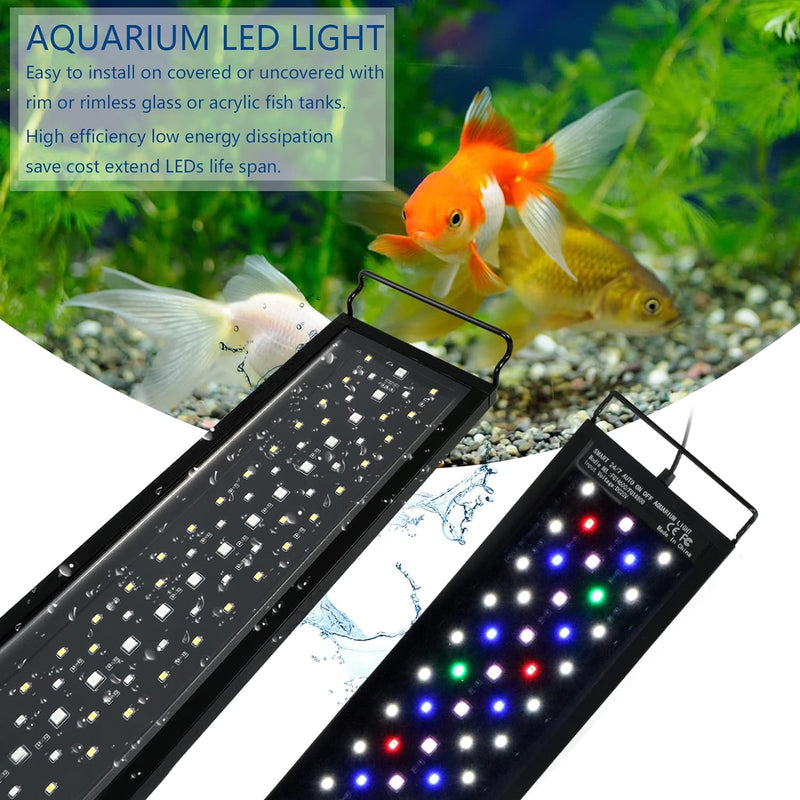 Aquarium LED Beleuchtung, 24/7 Modus Dimmbare 36W 2778 lumen Aquarienbeleuchtung mit Timer für 90cm