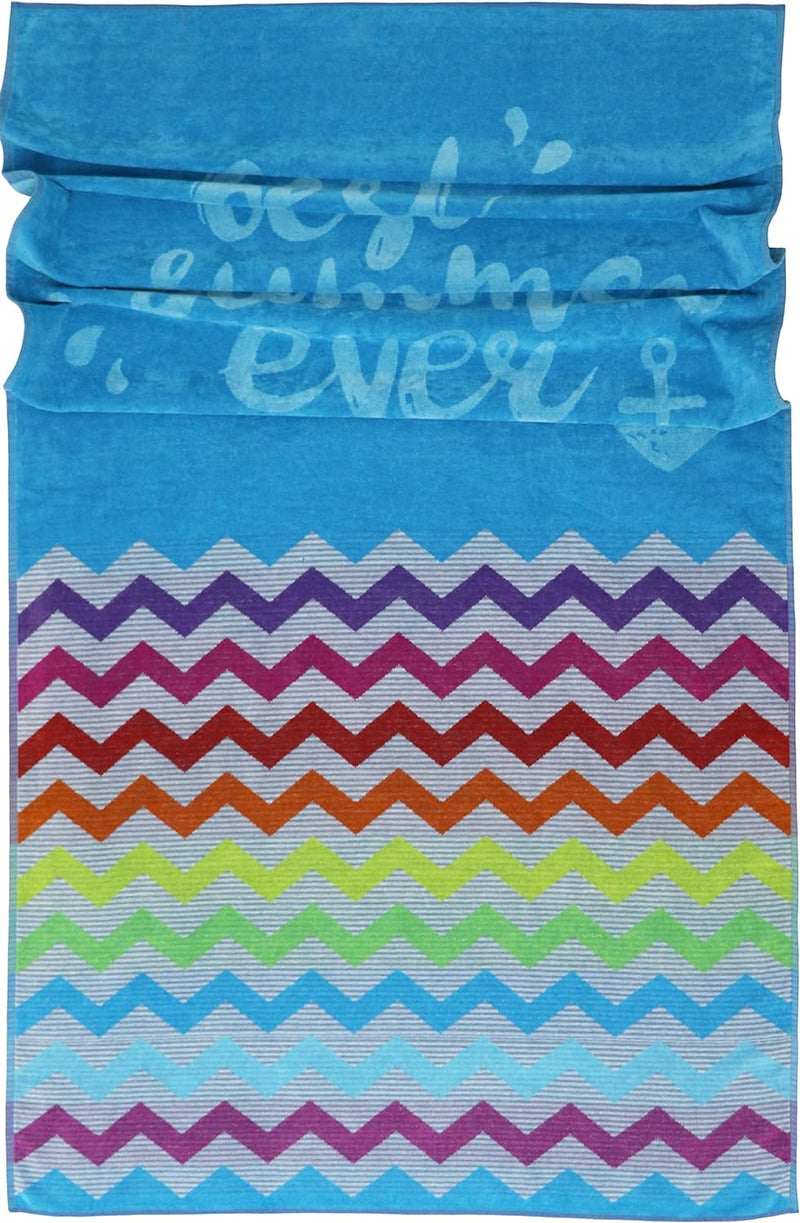Lashuma XXL Strandtuch 100x180 cm Teneriffa mit Zick Zack Muster, Baumwoll Badehandtuch Tükis, Velou