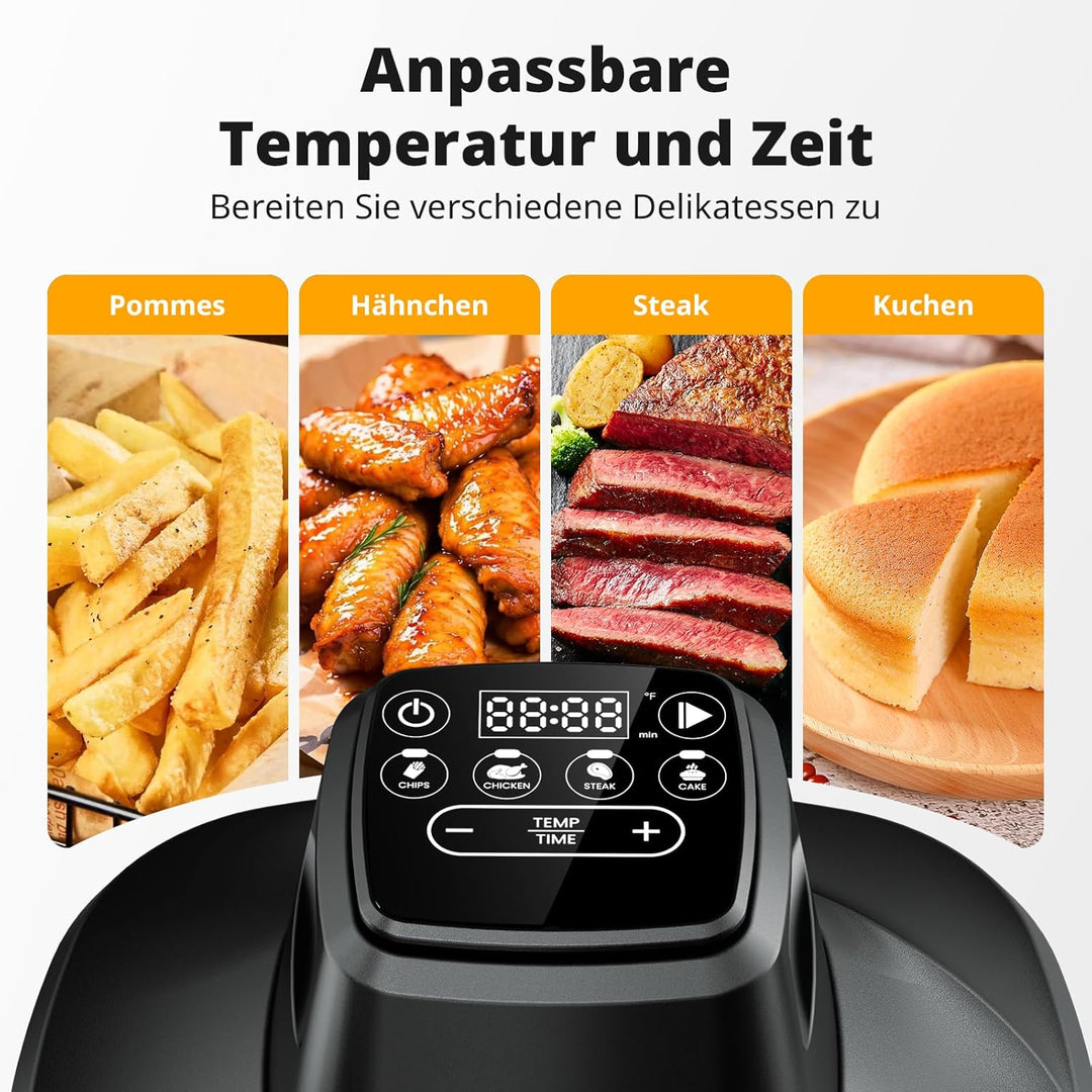 AIRMSEN Heissluftfritteuse 4,5L + 1,2L Doppelbehälter, 1500W Air Fryer Heissluftfritteuse 60–230°C,
