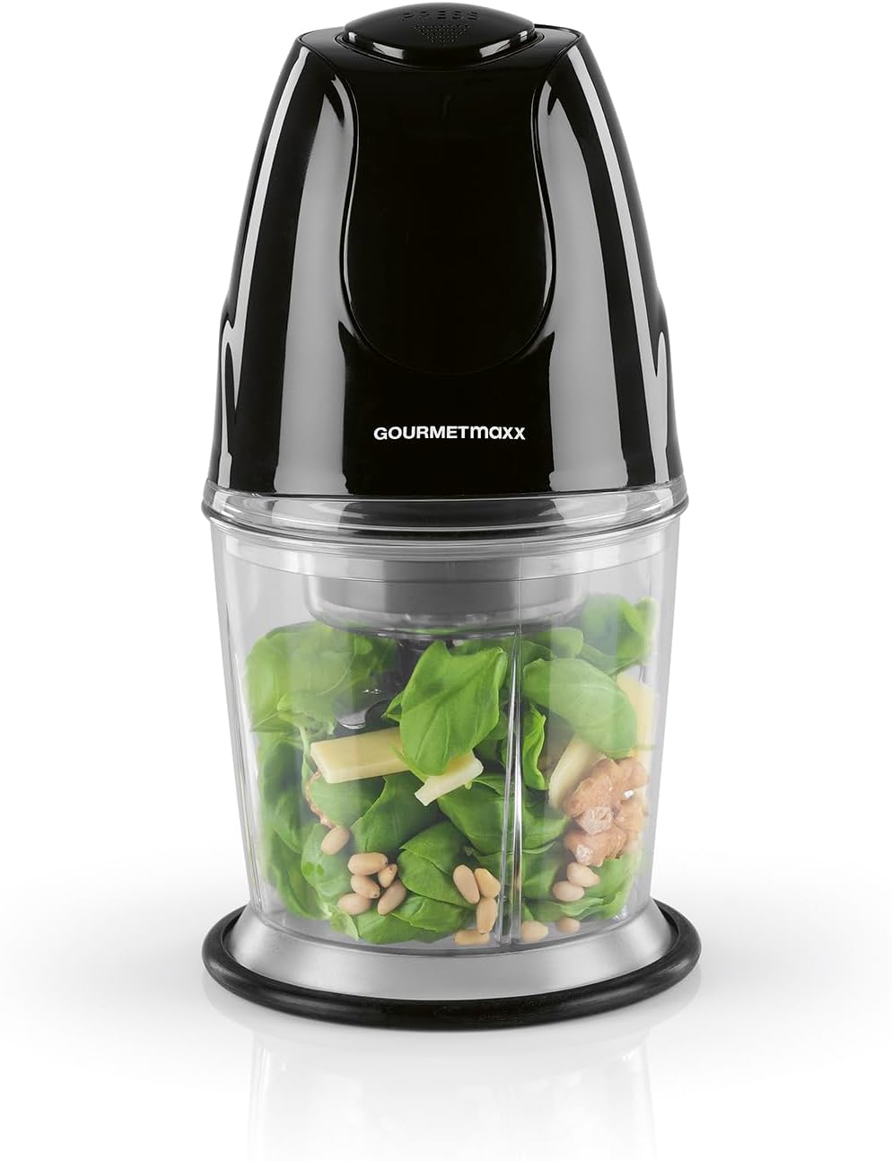 GOURMETmaxx Multi-Zerkleinerer mit praktischer Ein-Knopf-Bedienung | 600ml Volumen, 2 Edelstahl-Dopp