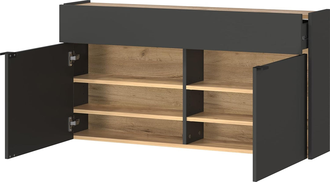 Germania Schuhschrank 1398-549 GW-Ameca, in Graphit/Eiche, geringe Tiefe, optimal für schmale Flure,