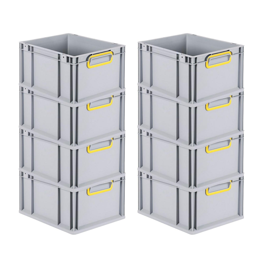 SuperSparSet 8x Eurobox NextGen Color | HxBxT 22x30x40cm | 20 Liter | Griffe gelb geschlossen | Glat