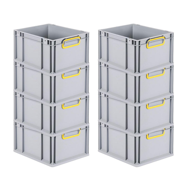SuperSparSet 8x Eurobox NextGen Color | HxBxT 22x30x40cm | 20 Liter | Griffe gelb geschlossen | Glat