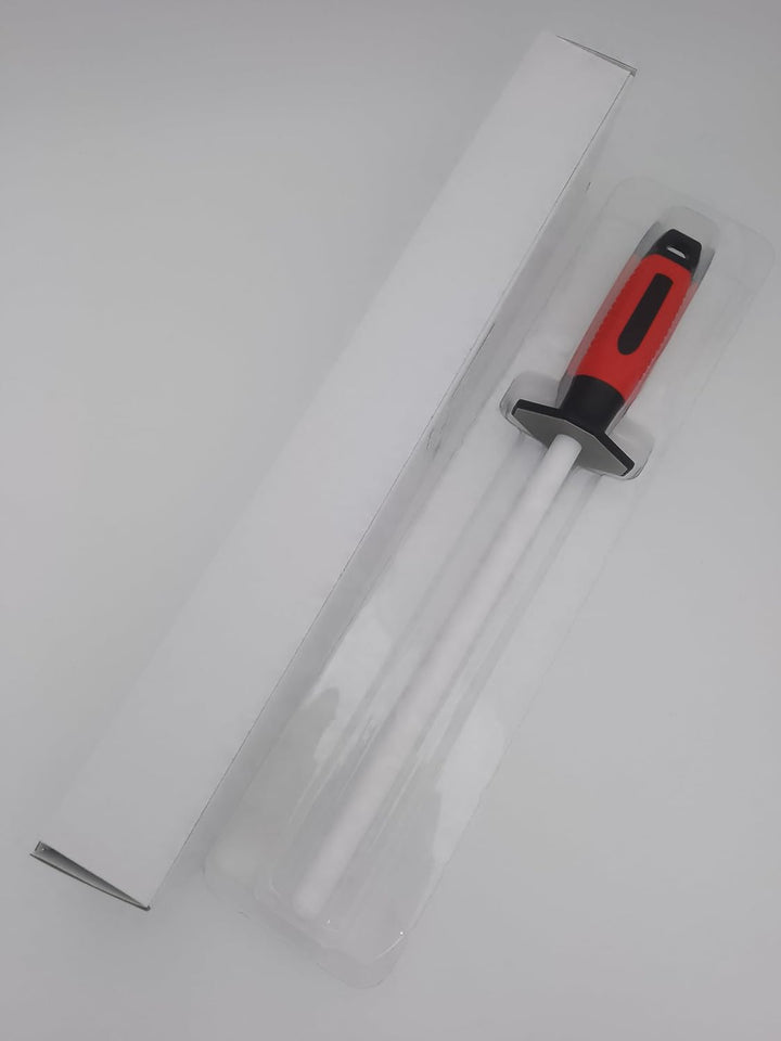 RGBS Messerschärfer, 25,4 cm Keramik-Schleifstab mit Diamantstein, Rot, für Zuhause, Küche, Messer,