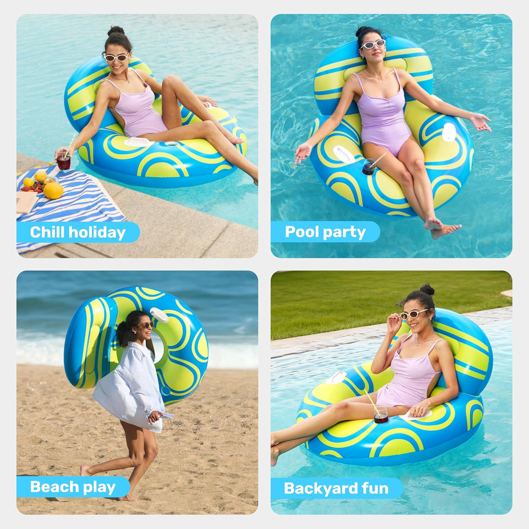 Sloosh aufblasbare Pool Float mit grosser Rückenlehne, Riesige Wasser Pool Luftmatratze Pool Schwimm