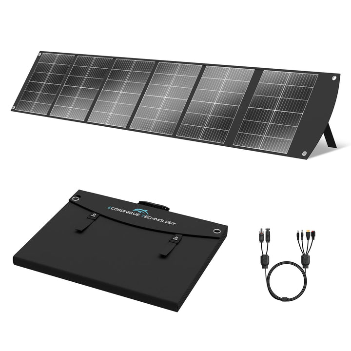 Ecosonique 200W Faltbares Solarpanel, Monokristallin Solarmodul mit USB-C 65W PD3.0, USB-A QC3.0 Sch