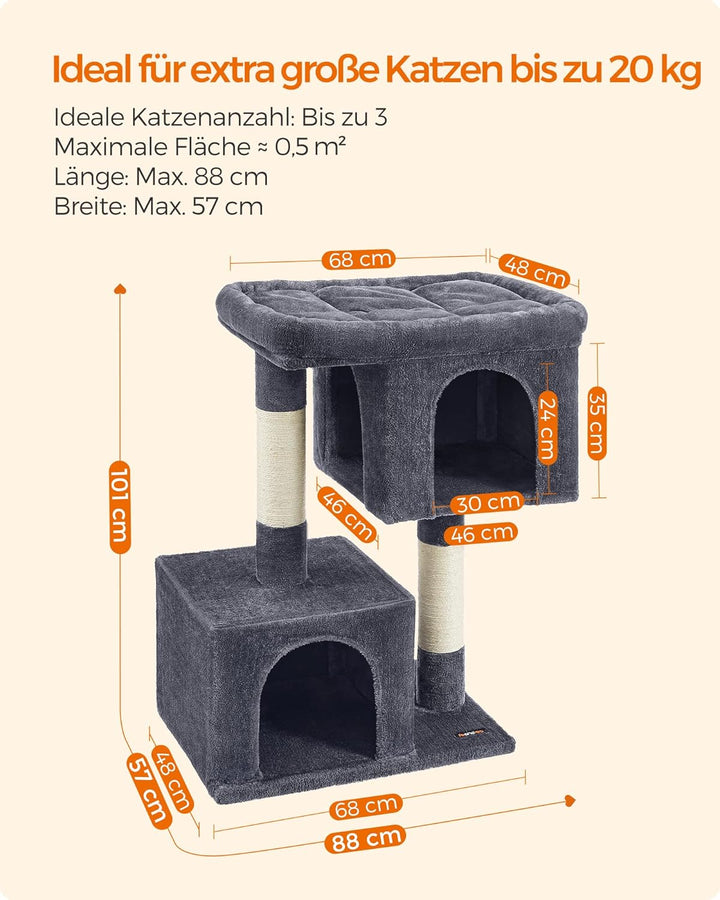 Feandrea Kratzbaum, 101 cm Katzenbaum, XL, Katzenhaus für extra grosse Katzen bis zu 20 kg, grosse P