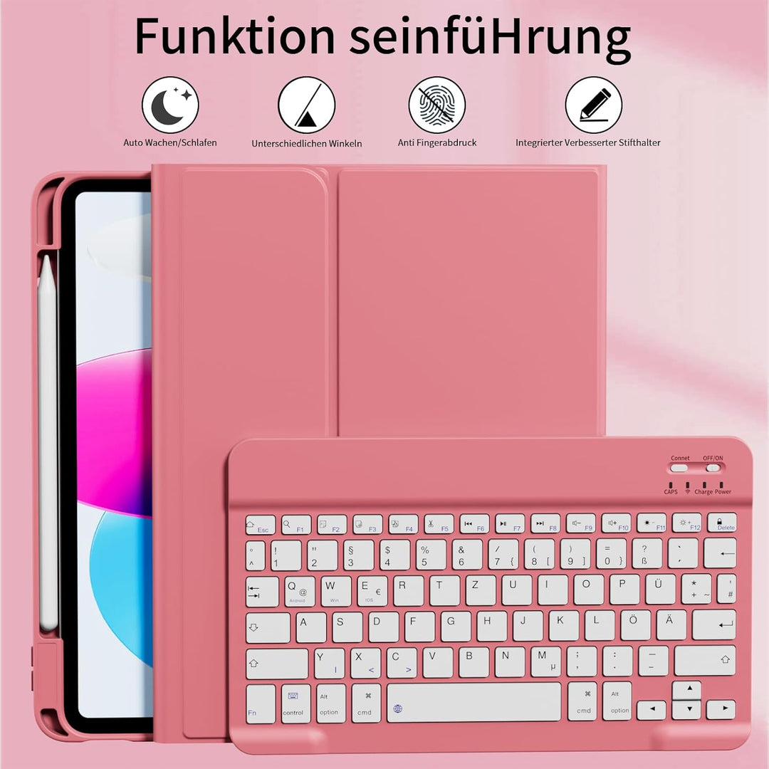 GKABXY Hülle mit Tastatur für iPad A16 11 Generation 2025/10 Generation 2022(11/10.9 Zoll), Soft TPU