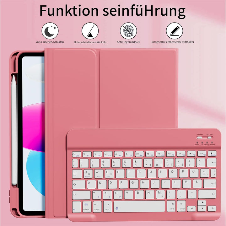 GKABXY Hülle mit Tastatur für iPad A16 11 Generation 2025/10 Generation 2022(11/10.9 Zoll), Soft TPU
