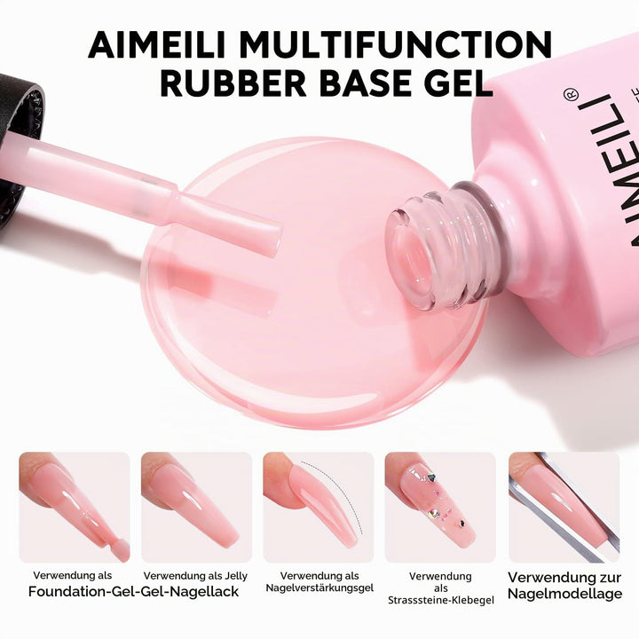 AIMEILI Rubber Base Gel Set 6pcs Rubber Base Coat Soak Off UV LED Nägel Unterlack Gel Nagellack Mani