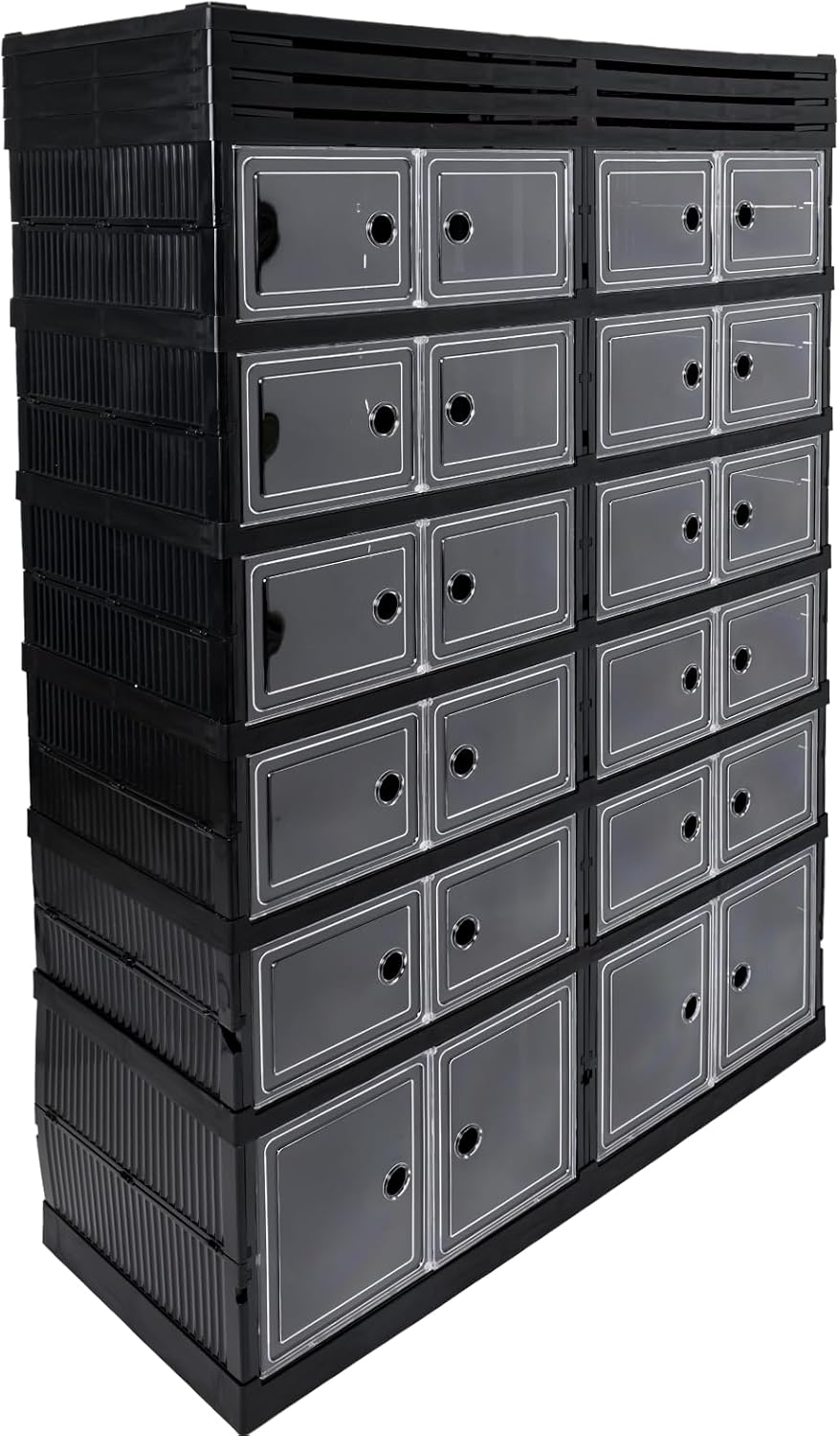 Verda Schuhschrank, Schuhregal und Schuh Organizer aus Kunststoff mit magnetischer Tür, 9 Reihen, fa