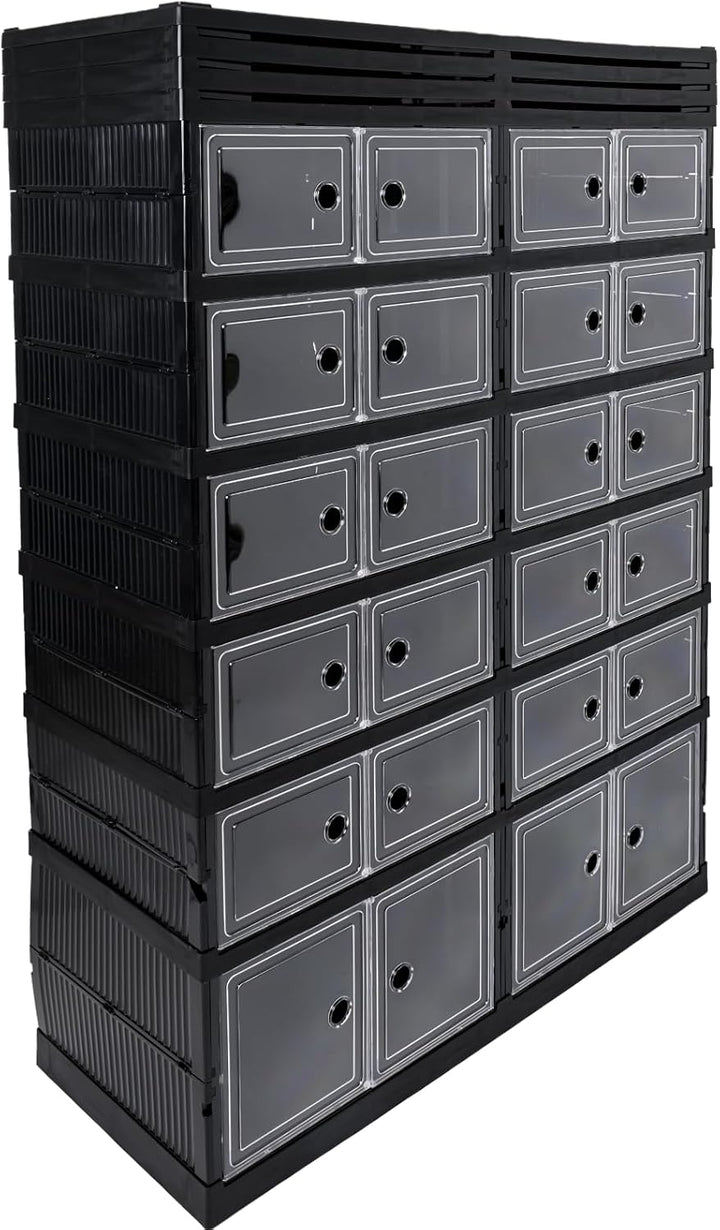 Verda Schuhschrank, Schuhregal und Schuh Organizer aus Kunststoff mit magnetischer Tür, 9 Reihen, fa
