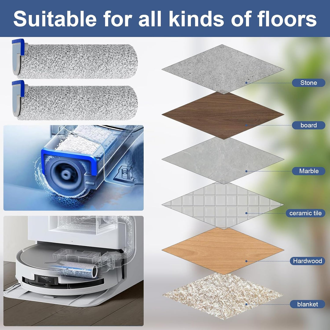 Bürstenrolle Ersatzteile für Ecovacs Deebot X8 Pro Omni / x8 Omni Roboter Staubsauger Zubehör, 2 Wis