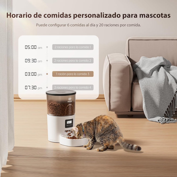 IMIPAW Futterautomat Katze, 3L Katzenfutter Automat mit Programmierbarem Timer, Automatischer Futter