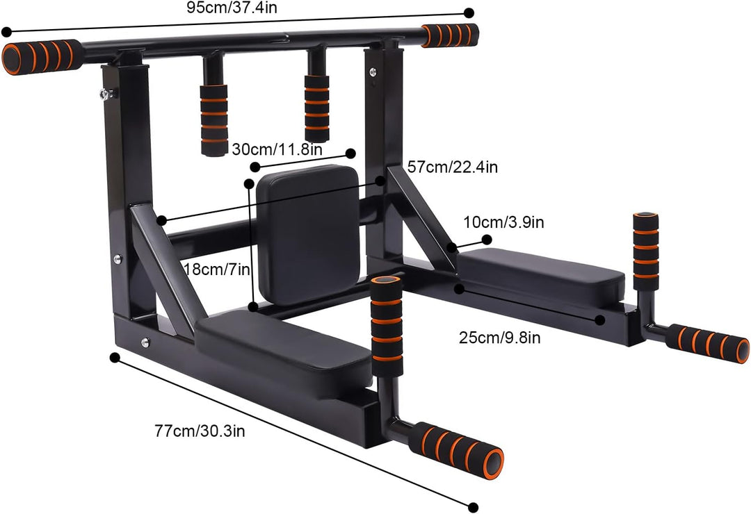 Dip Station zur Wandmontage, Multifunktionales Trainingsgerät, Bauchmuskeltrainer, bis 200 kg belast