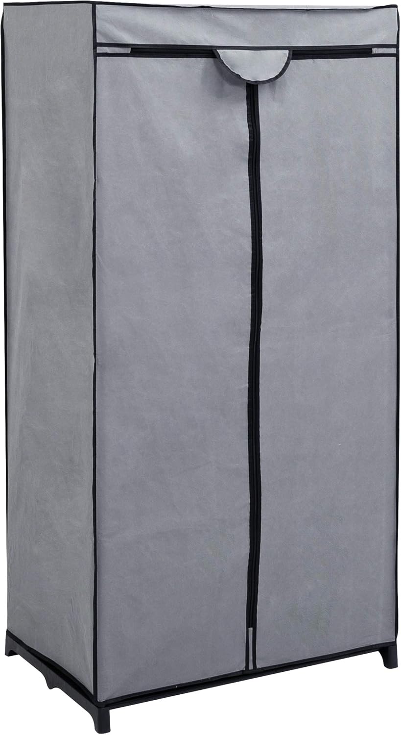 axentia Stoffschrank, ca. 75 x 150 x 50 cm, Grau-schwarz Grau / Schwarz, Grau / Schwarz