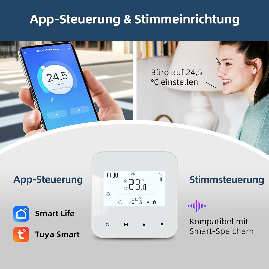 Beok WiFi Thermostat Für Gaskessel, Tuya Smart Raumthermostat Thermostate Heizung Digital LCD-Anzeig