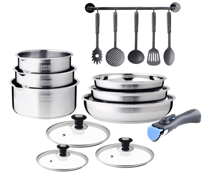 Arthur Martin-Akku Küchen-Set, 15-teilig, grau Standard (15-piece set), Standard (15-piece set)