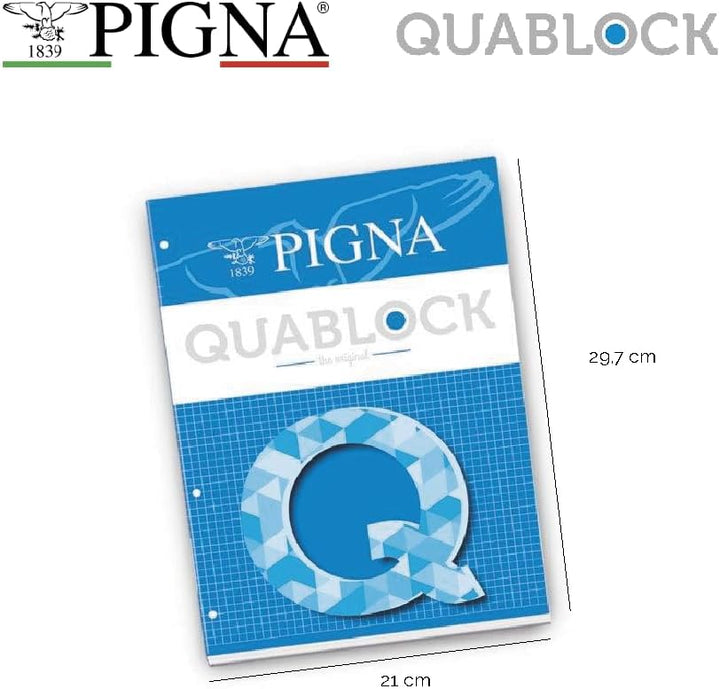 Pigna - 00609775M - Blocchi Quablock A4 5 mm collato Fg. 50 80 gr/mq copertina patinata 115gr/mq, 5-