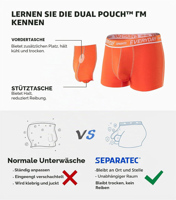 Separatec Herren Boxershorts 7er Pack Doppelbeutel Dual Pouch, Baumwolle Unterhosen Männer, Stretcke
