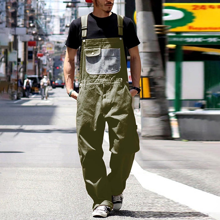 Duohropke Herren Denim Latzhose Overalls Jeanshose Männer Cargo Jeans Retro Jumpsuit Arbeitshose Bla