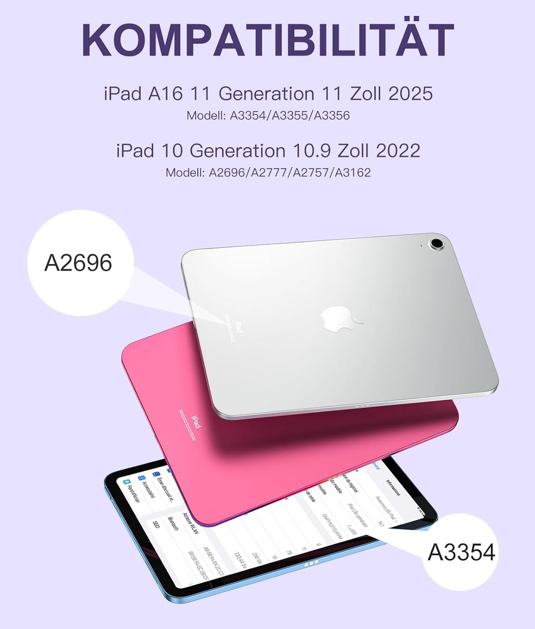 Vobafe Touchpad Hülle mit Tastatur für iPad A16 11 10 Generation 2025 2022, 11/10,9 Zoll, Magnetisch