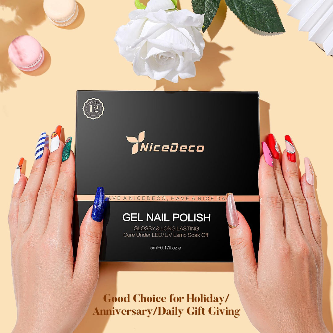 Nicedeco Cat-Eye-Gel-Nagellack-Set, Magnetischer Gel-Nagellack UV/LED Auswaschbar, Nagelkunst Manikü