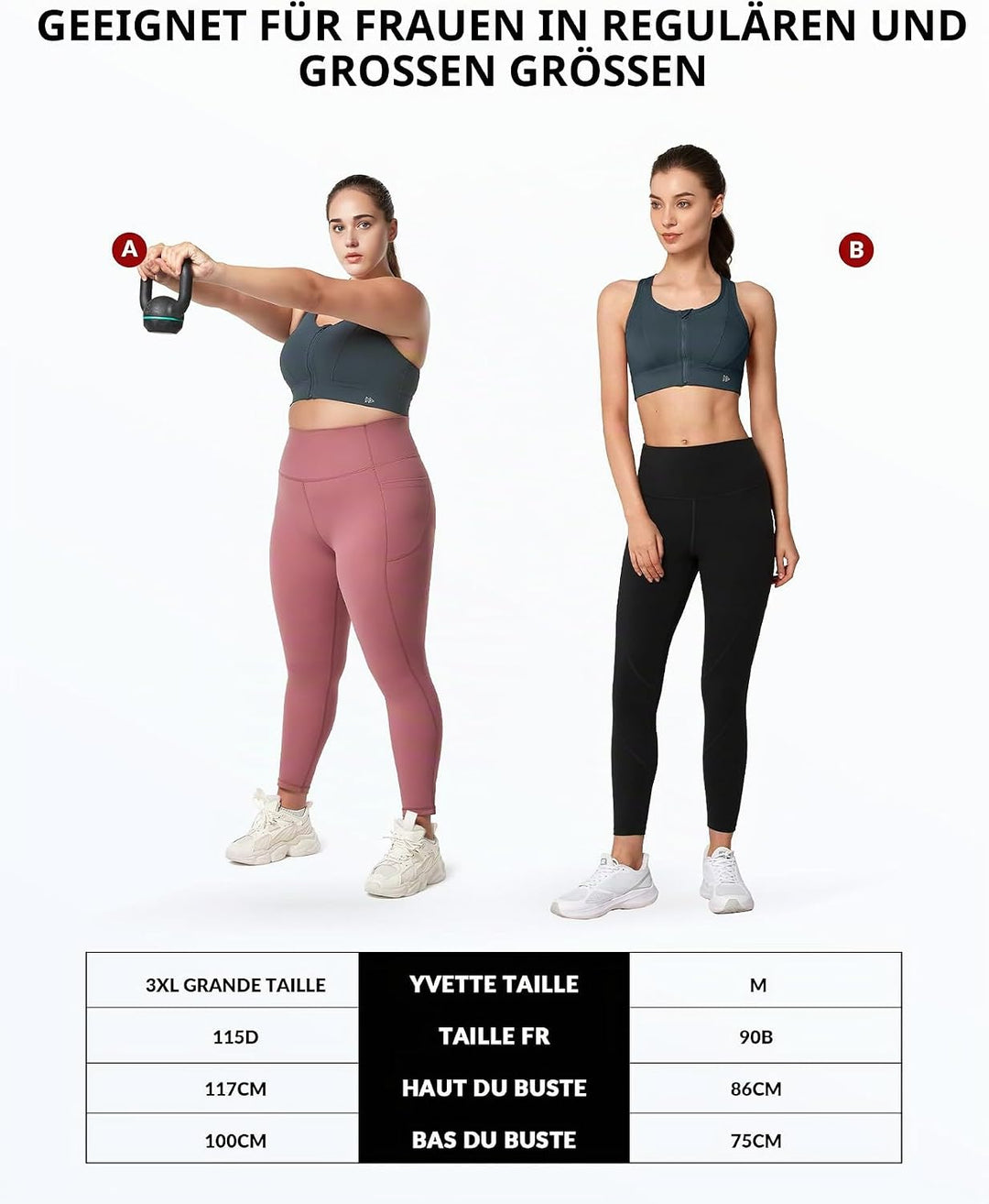 Yvette Starker Halt Sport BH Grosse Brüste mit Vorderverschluss Mesh Ringerrücken Ohne Bügel für Fit