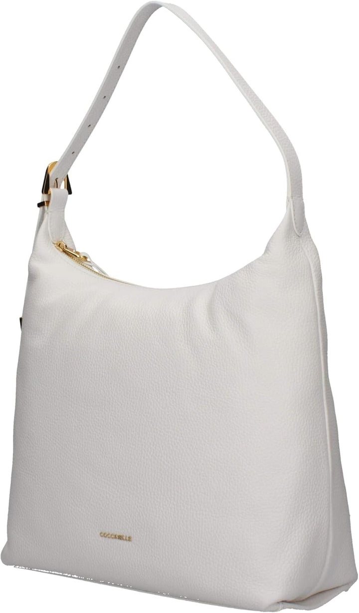 Coccinelle Leder Schultertasche Gleen Handbag Grained Leather Brillant White, Brillant White
