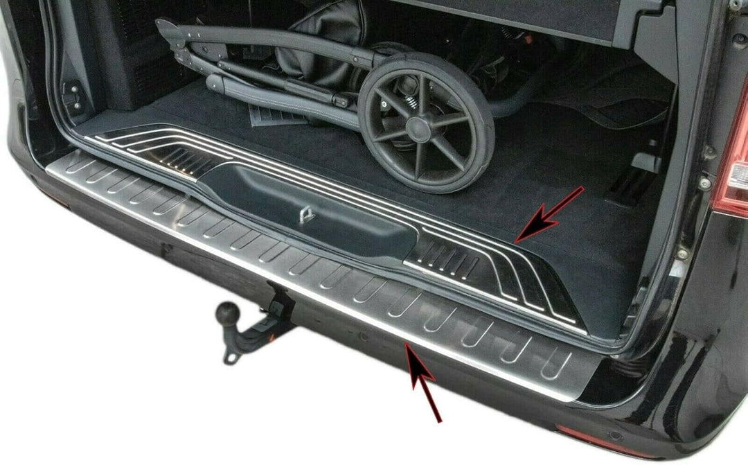 Ladekantenschutz Edelstahl MATT kompatibel für MERCEDES VITO V-KLASSE W447 INNEN AUSSEN | premium Qu