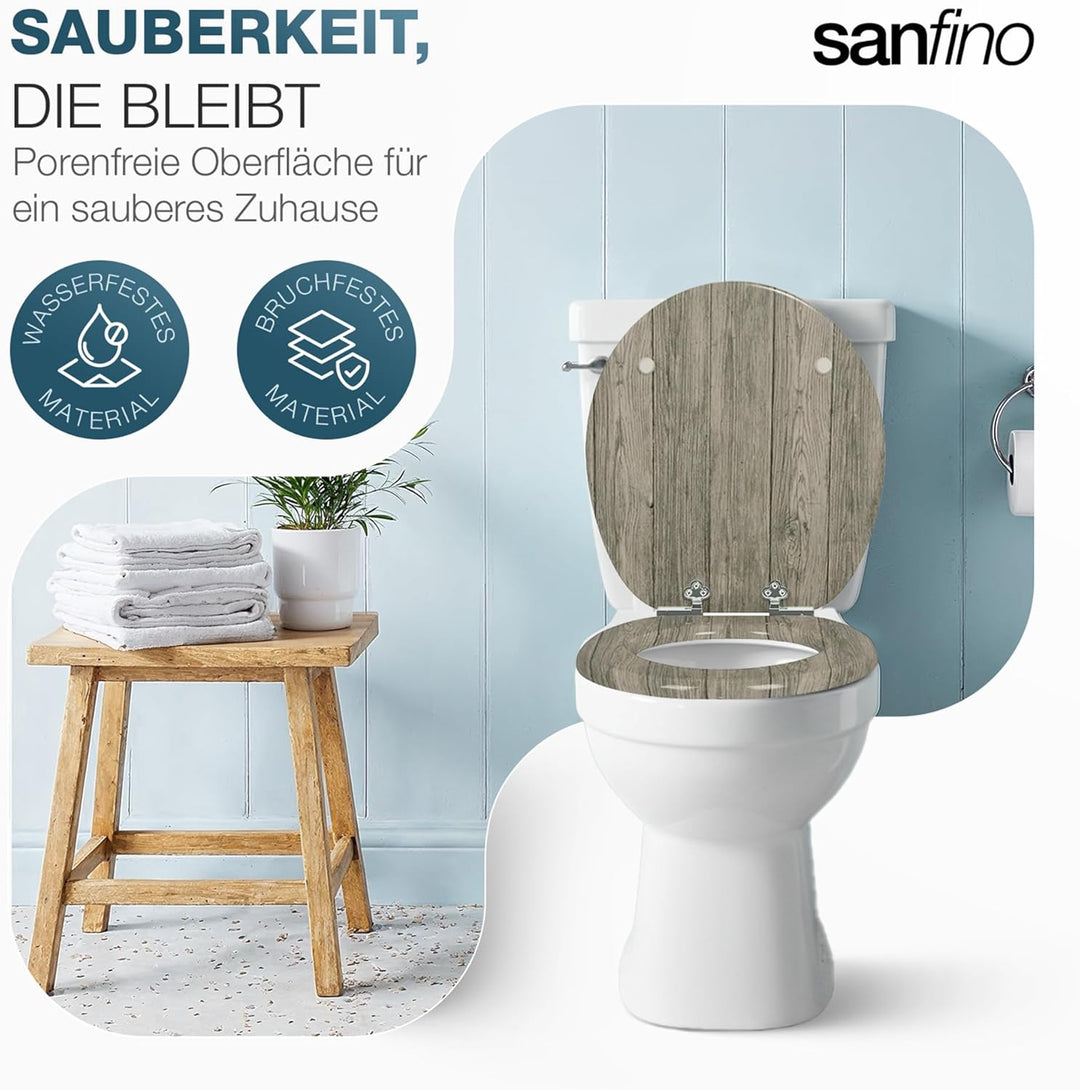Premium WC Sitz mit Absenkautomatik – hochwertige Toilettendeckel aus Holz, viele bunte Motive, hohe