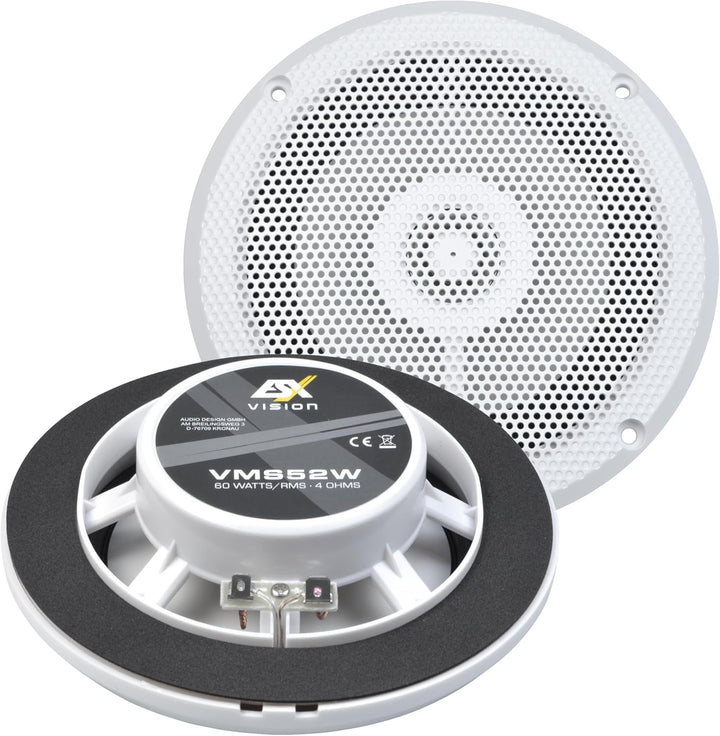 ESX VMS-52W - weisser 13 cm 2-Wege-Koax für Marine/Outdoor/Caravan | extrem flach - Einbautiefe 2,5