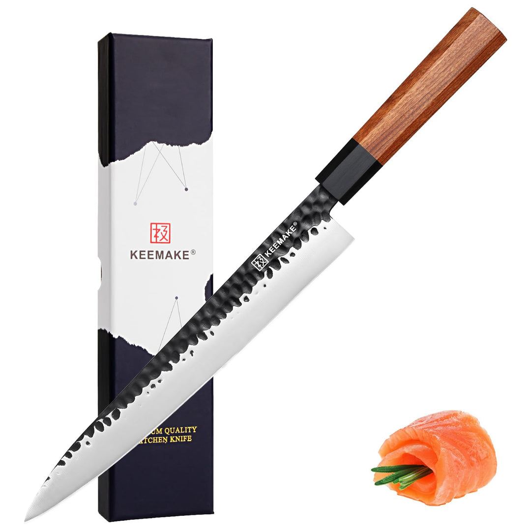 KEEMAKE Sashimi Sushi Messer, Japanisches Messer Fischmesser 25 cm Klinge aus hochwertigem Edelstahl