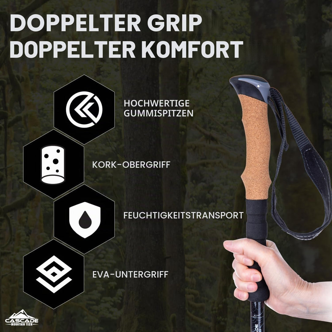 Cascade Mountain Tech Trekkingstöcke, Karbonfaser, mit schnell verstellbaren Verriegelungen, 2 Stück