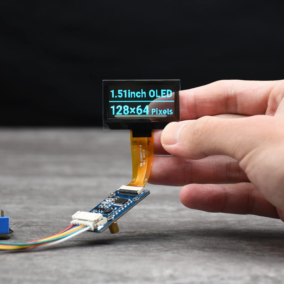Waveshare 1.51inch Transparent OLED 128×64 Resolution Light Blue Color Display Compatible with Raspb