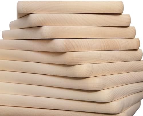 Frühstücksbrettchen Holz - Natur Buche unbehandelt - 10 x Holzbrettchen - Küchenbrett Brot Küchenute
