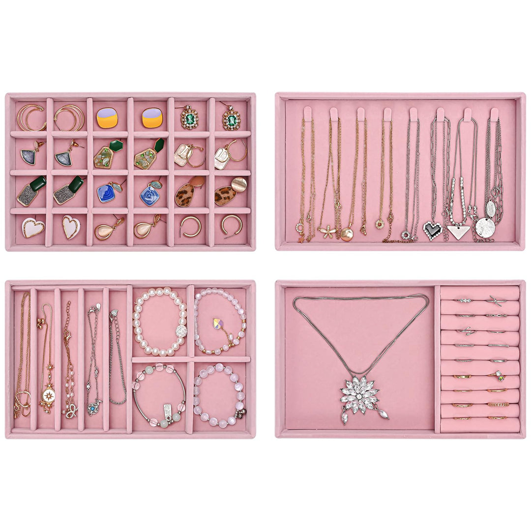 ProCase Schmucktablett Organizer Set mit 4 Schmuckschalen, Stapelbar Schmuck Schublade Organizer, Sc