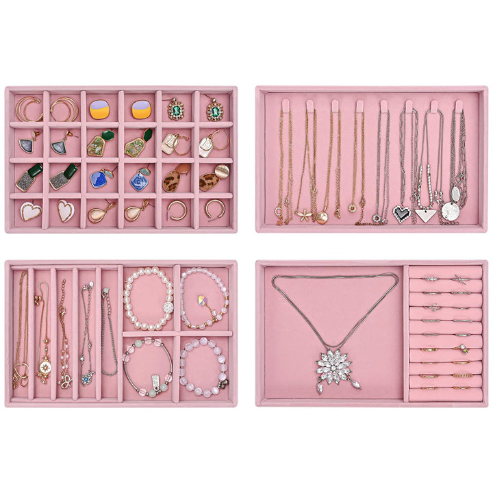 ProCase Schmucktablett Organizer Set mit 4 Schmuckschalen, Stapelbar Schmuck Schublade Organizer, Sc