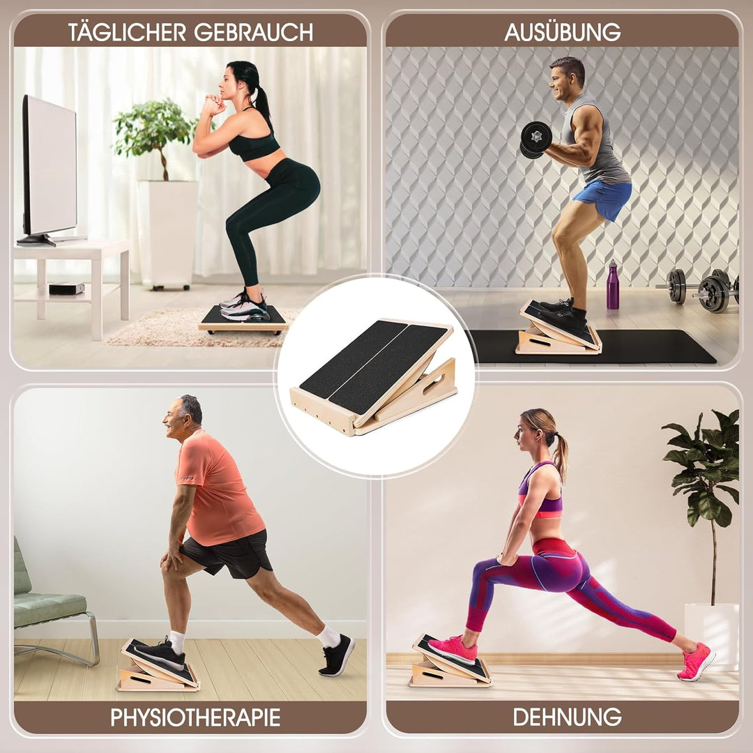 Balance Board 2-in-1 Verstellbares Schrägbrett mit Tragegriff, Rutschfestes Balancebrett und Wadenst
