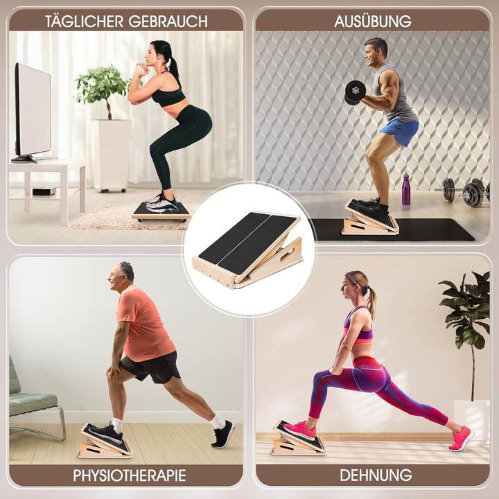 Balance Board 2-in-1 Verstellbares Schrägbrett mit Tragegriff, Rutschfestes Balancebrett und Wadenst