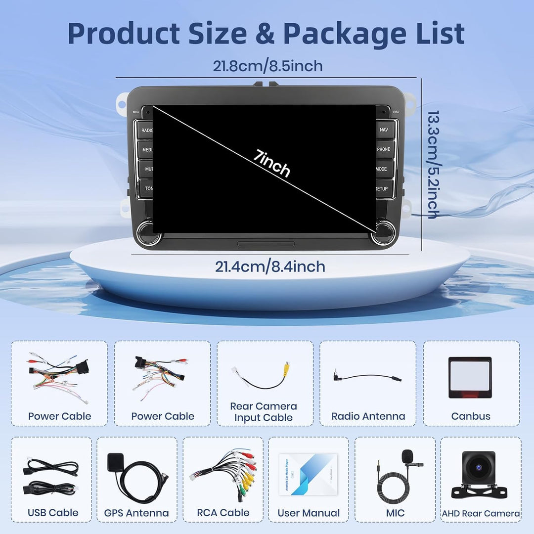 Hikity 4+64GB Android 15 Autoradio Wireless CarPlay Android Auto für VW Golf 5 6 Passat Polo Tiguan