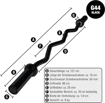 C.P. Sports Olympia Langhanteln, SZ-Stangen, Trizepsbomber | für Scheiben mit 50 mm Bohrung | Stahl