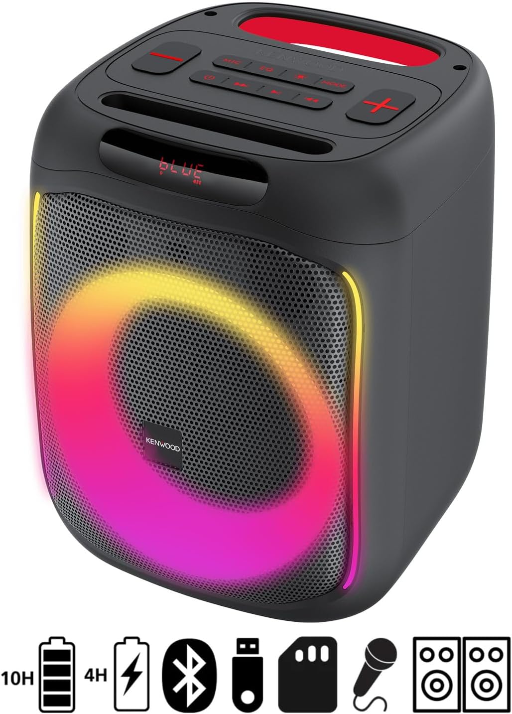 Kenwood Party-Lautsprecher AS-P200BT - Tragbarer Partylautsprecher mit 50 W RMS Ausgangsleistung, dy