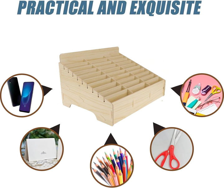 Awleynz 30 Gitter Handygarage Schule, Handy Hotel Aufbewahrungsbox Holz, Multi-Grid-Aufbewahrungsbox