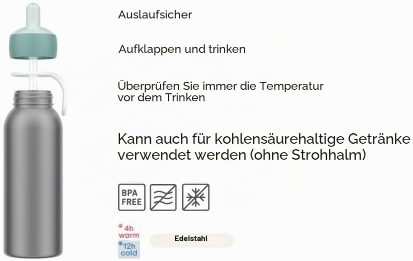 Mepal – Thermoflasche Flip-up Campus – 350 ml – Türkis– hält Getränke lange kalt oder warm – Edelsta