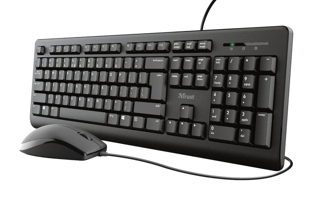 Trust Taro Kabelgebundene Tastatur und Maus Set - QWERTY UK-Layout, Tastatur in voller Grösse, ausla