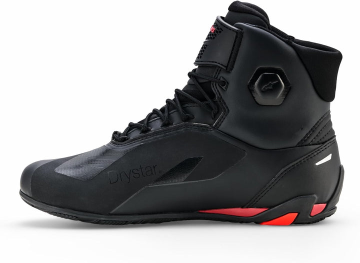 Alpinestars Faster 4 Drystar wasserdichte Motorrad Schuhe, schwarz/rot, 6.5 (38.5) Schwarz Rot 38.5