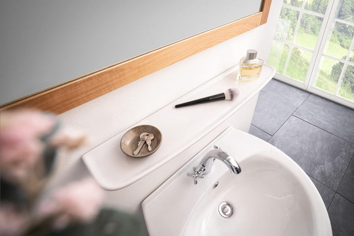 aquaSu® Badablage weiss 60 cm - Made in EU - Badregal mit Überlaufschutz - robuste Sanitärkeramik -