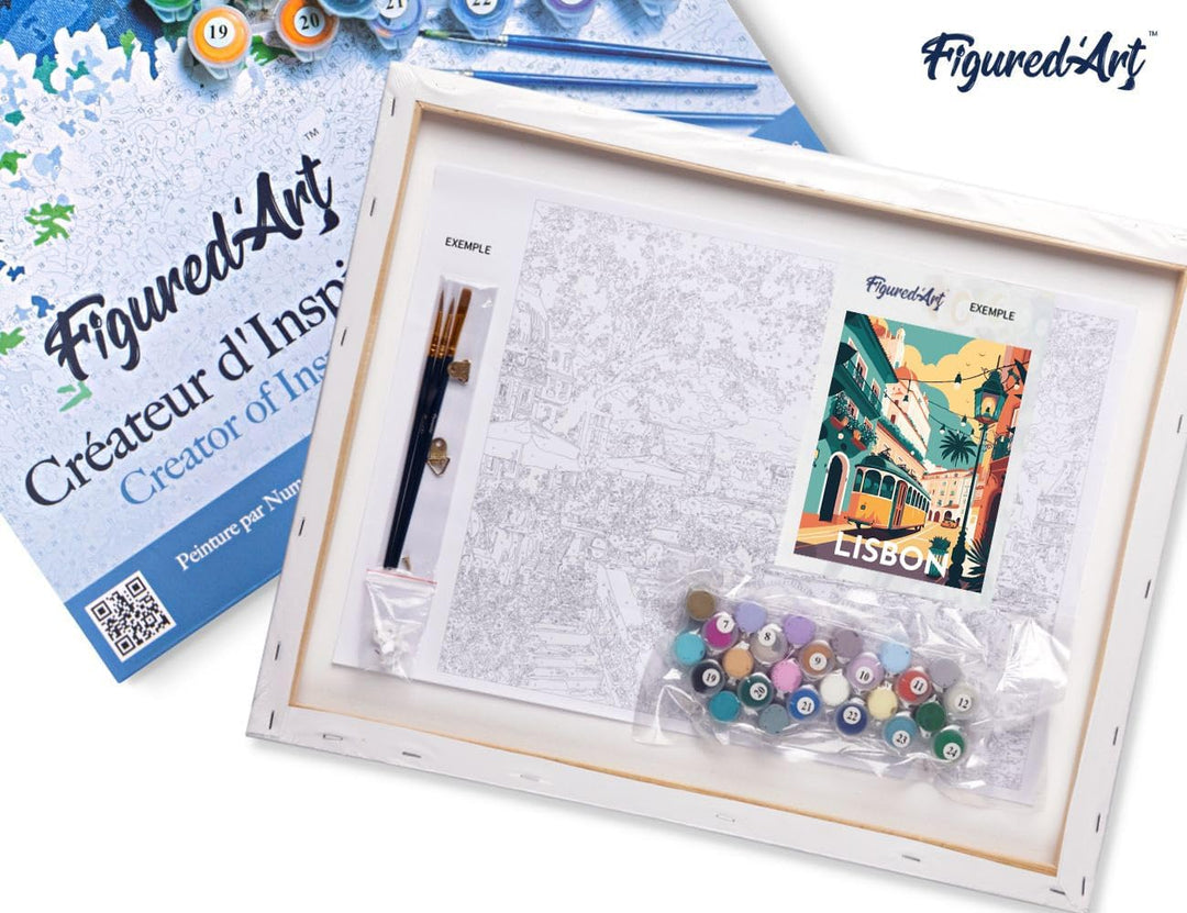 Figured'Art Malen Nach Zahlen Erwachsene Mit Rahmen Reiseplakat Lissabon - Paint by Numbers Basteln
