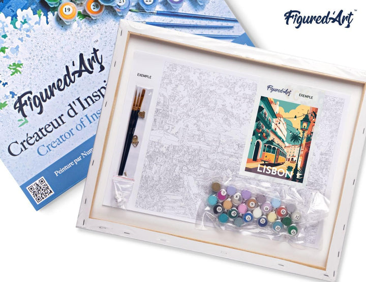 Figured'Art Malen Nach Zahlen Erwachsene Mit Rahmen Reiseplakat Lissabon - Paint by Numbers Basteln